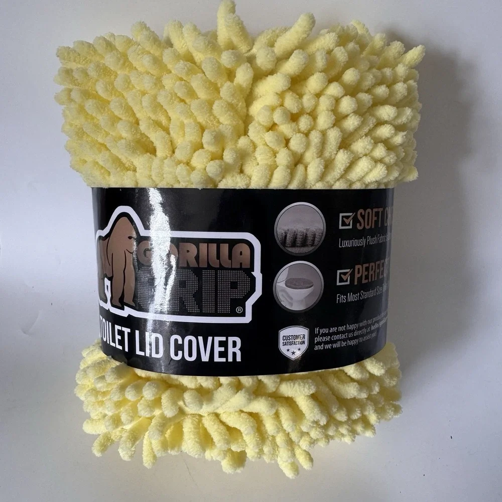 Gorilla Grip Toilet Lid Cover Yellow Sun Soft Chenille NWT